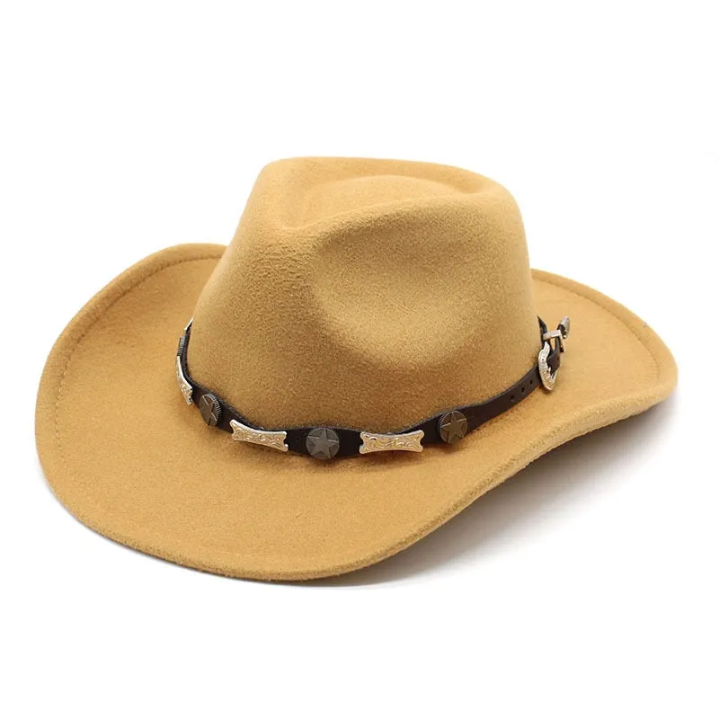 Unisex Solid Pattern Formal British Style Western Jazz Cowboy Hat