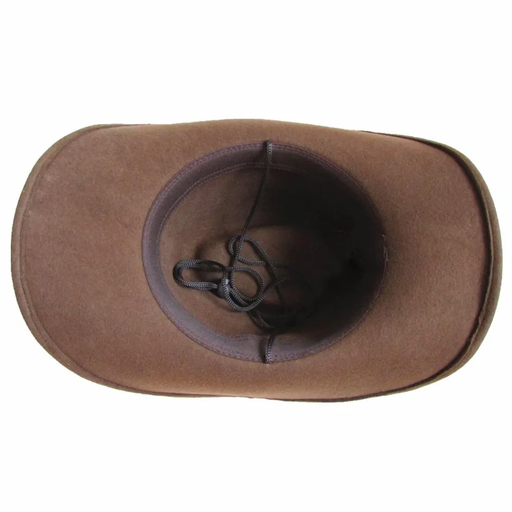 Unisex Solid Pattern Wool Felt Western Cowboy Novelty Hat in Brown