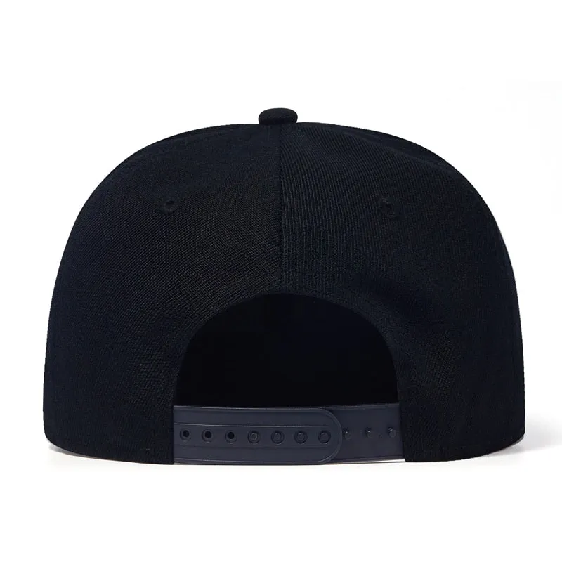 Unisex Wool Polyester Flat Peak Snapback Adjustable Hip Hop Baseball Cap