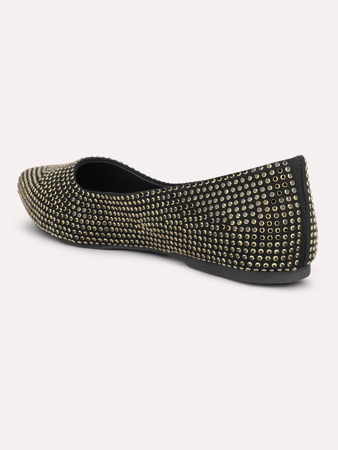 Women Black-Coloured Embellished Ballerinas Flats