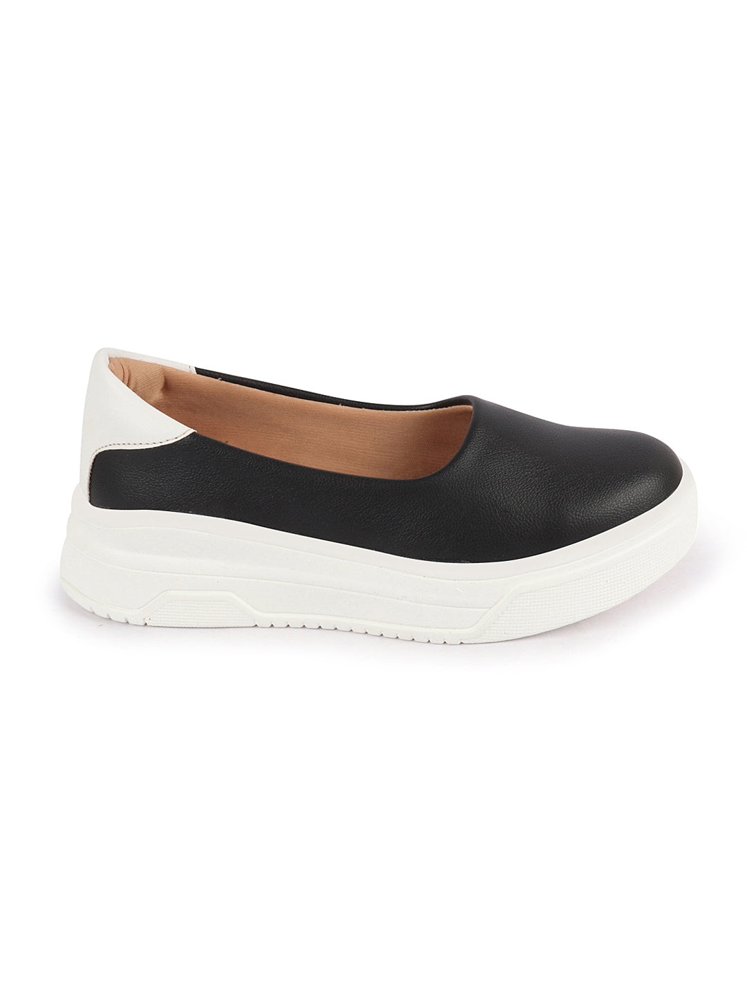 Women Black Outdoor Fashion Comfort Height Enhance Platform Heel Ballerina Slip On Shoes