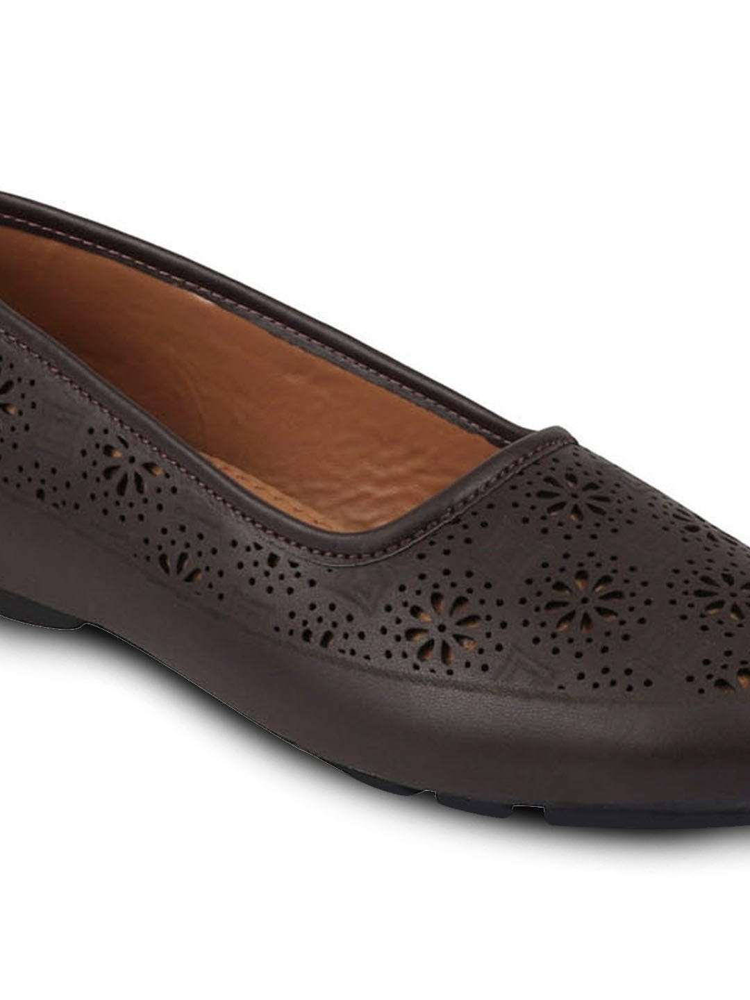 Women Brown Flat Slip On Ballerina