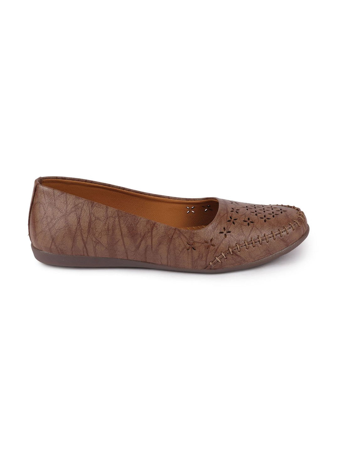 Women Brown Flat Slip On Ballerina