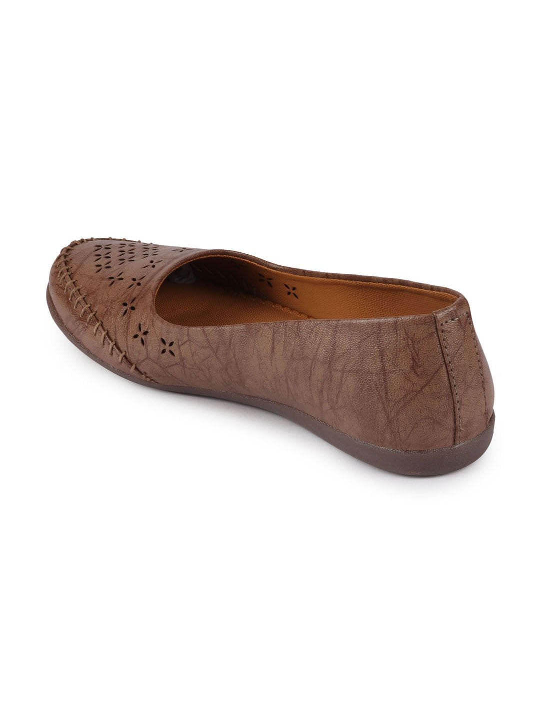 Women Brown Flat Slip On Ballerina