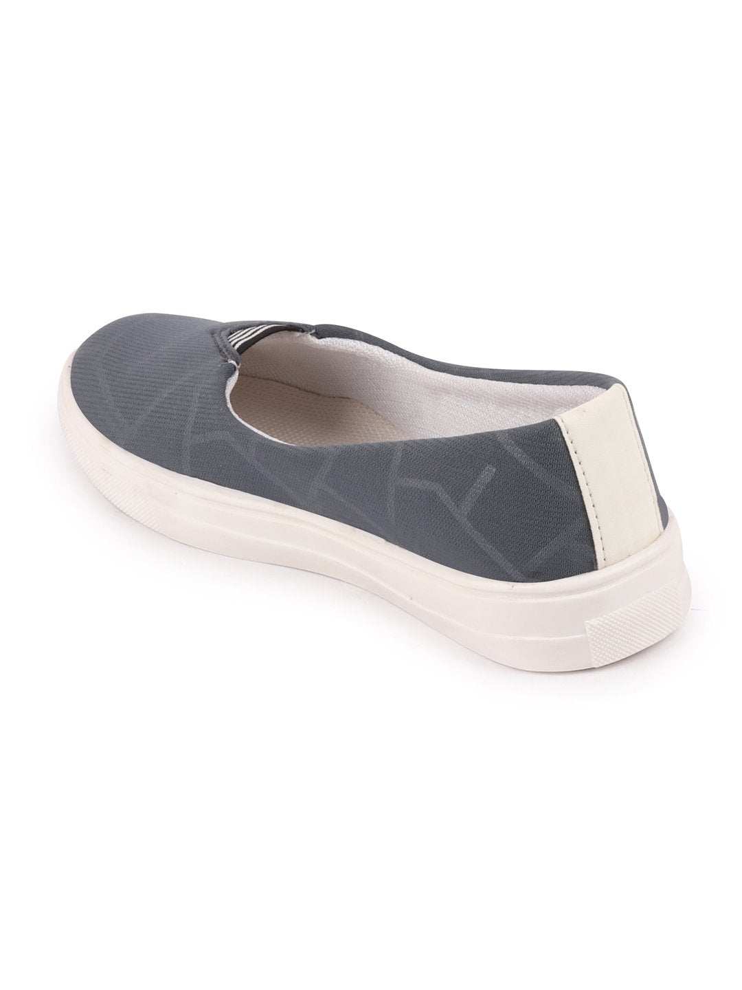 Women Grey Casual Canvas Slip-On Ballerina