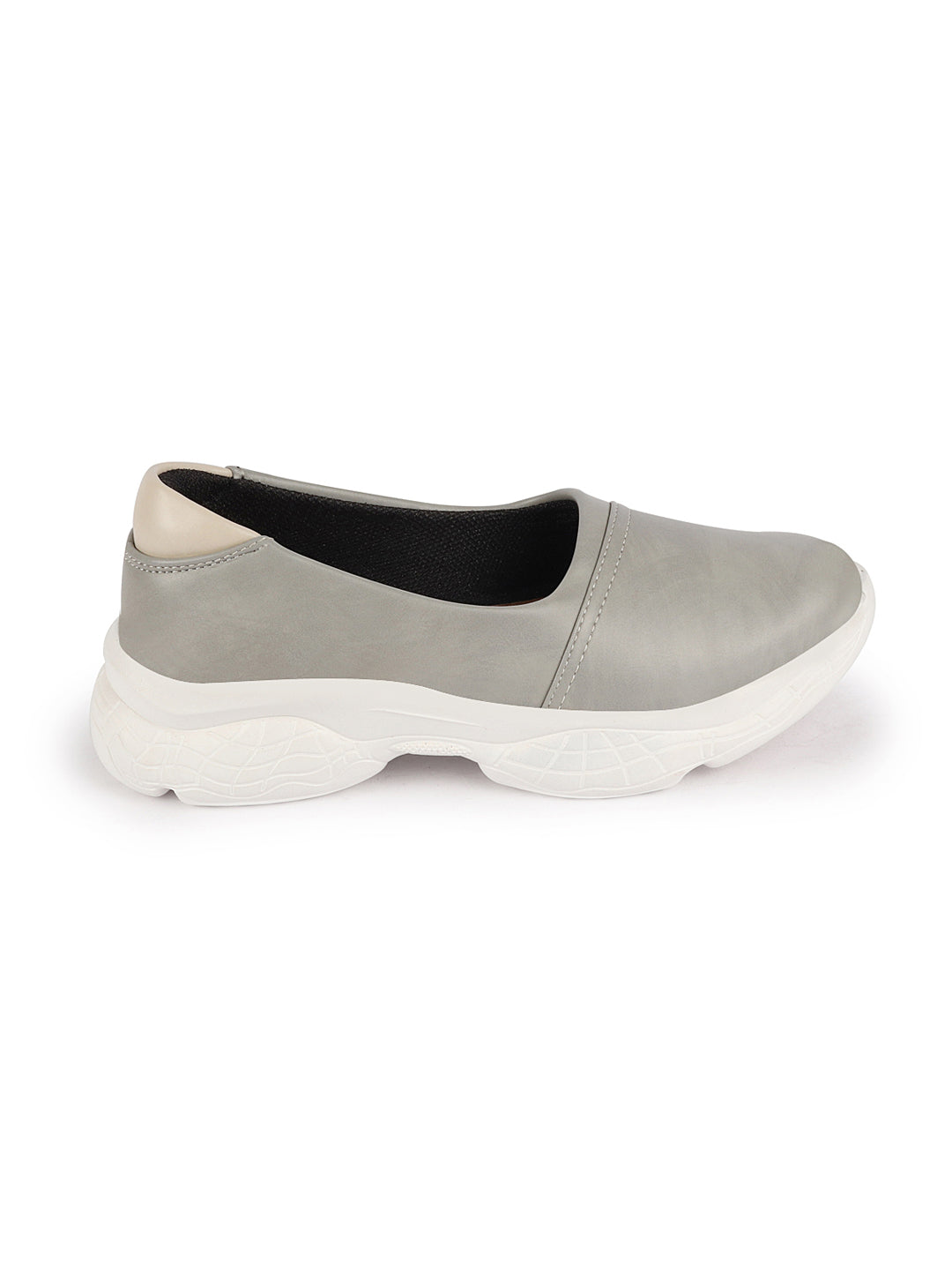 Women Grey Outdoor Fashion Stitched Design Slip On Shoes