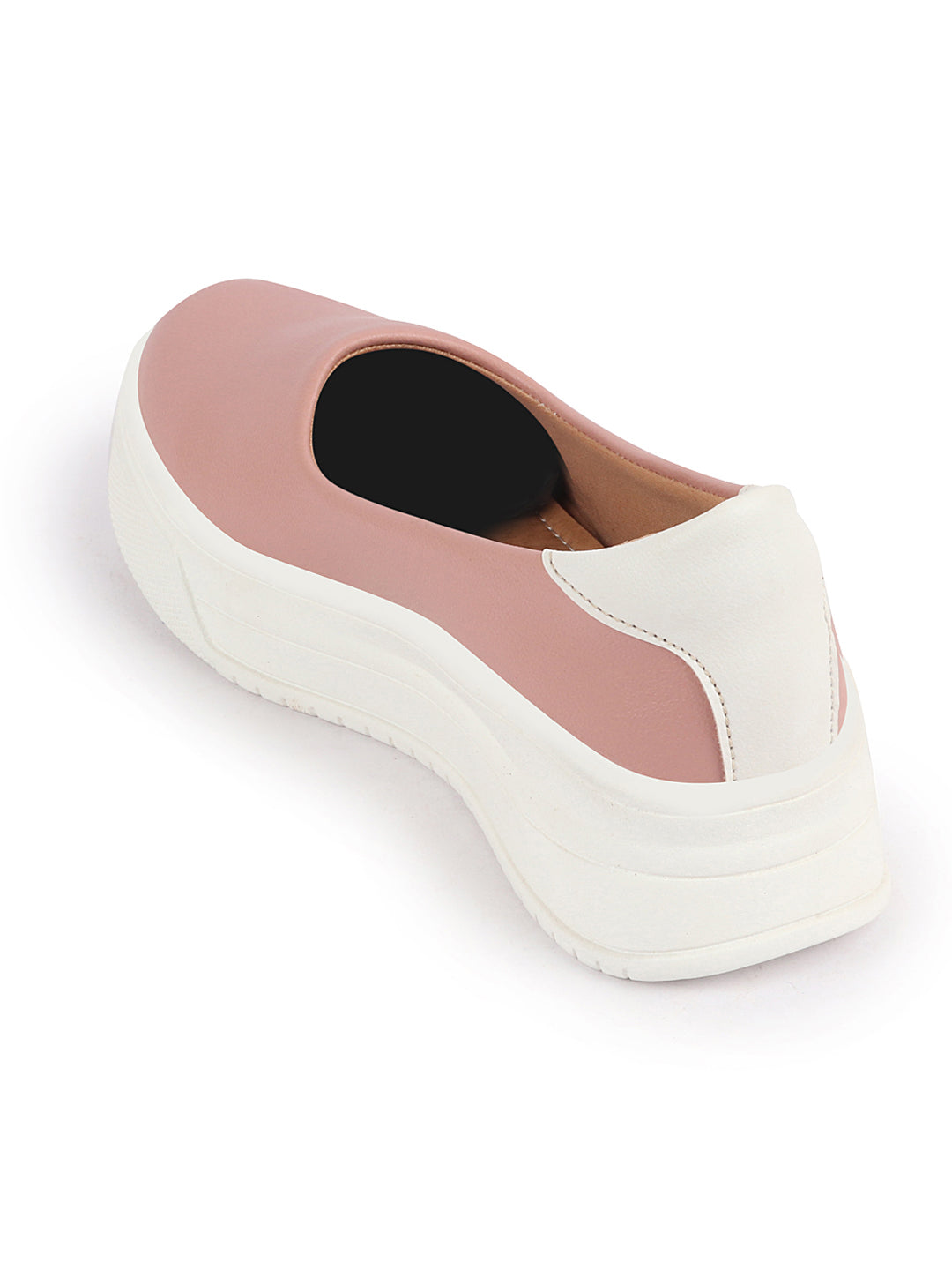 Women Pink Outdoor Fashion Comfort Height Enhance Platform Heel Ballerina Slip On Shoes