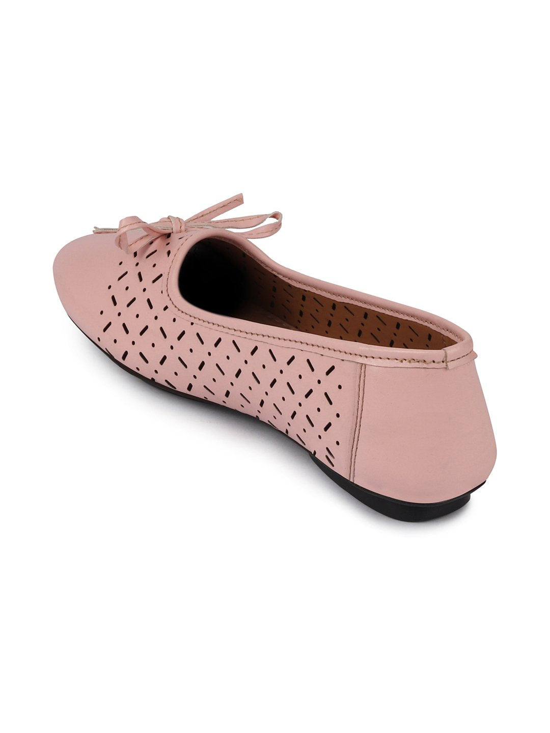 Women Pink Tassel Laser Cut Slip On Ballerina