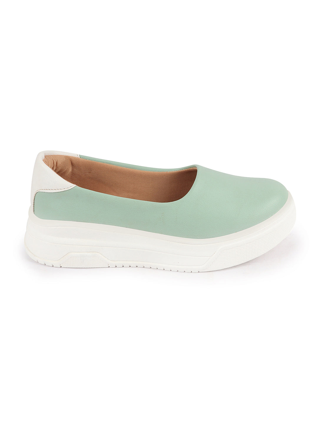 Women Pista Green Outdoor Fashion Comfort Height Enhance Platform Heel Ballerina Slip On Shoes