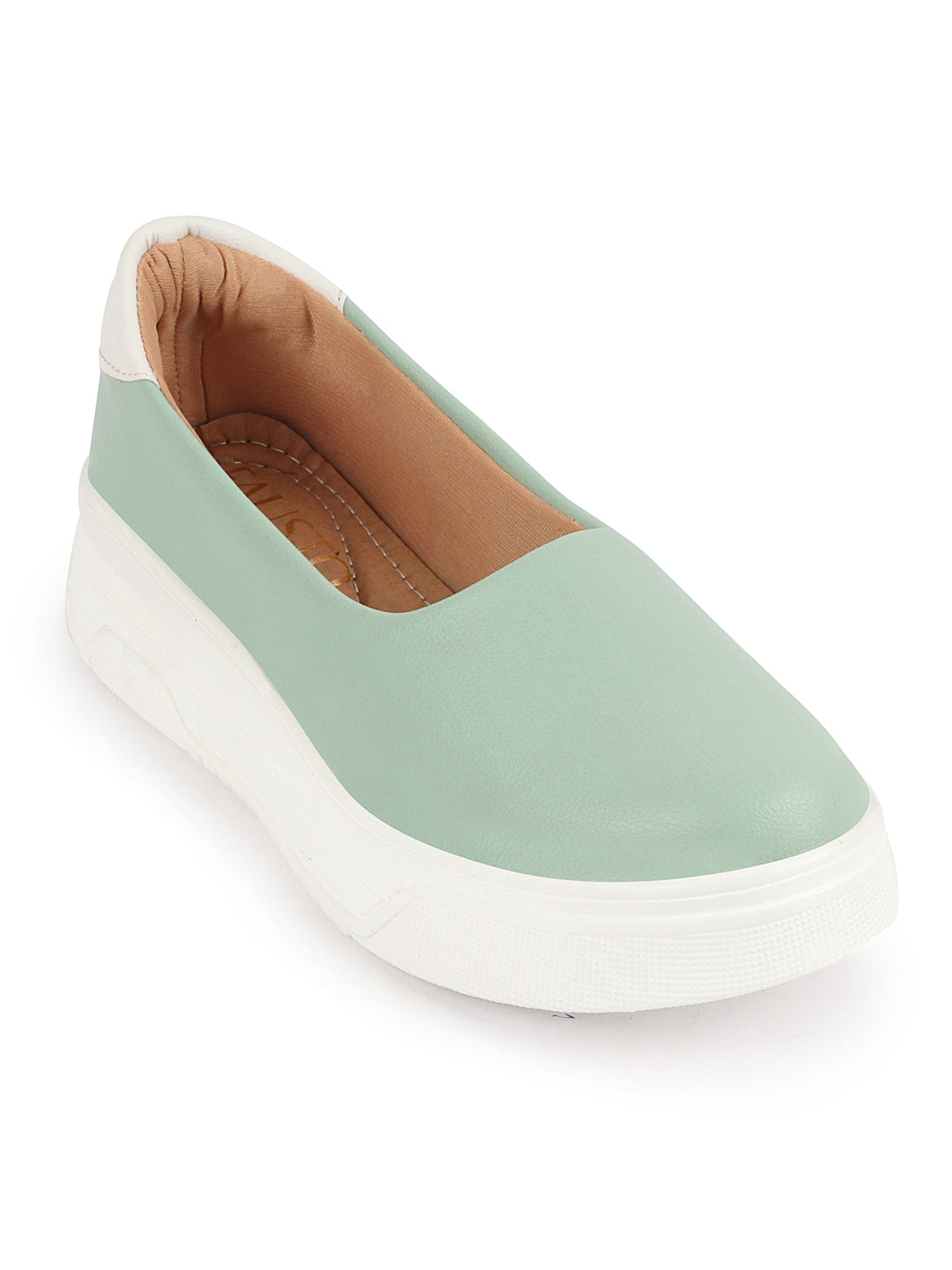 Women Pista Green Outdoor Fashion Comfort Height Enhance Platform Heel Ballerina Slip On Shoes