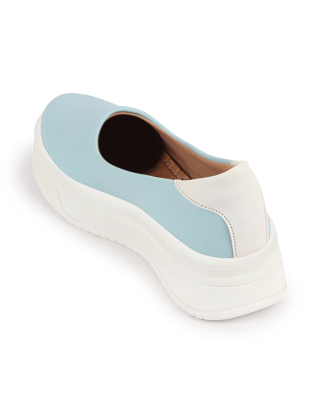 Women Sky Blue Outdoor Fashion Comfort Height Enhance Platform Heel Ballerina Slip On Shoes