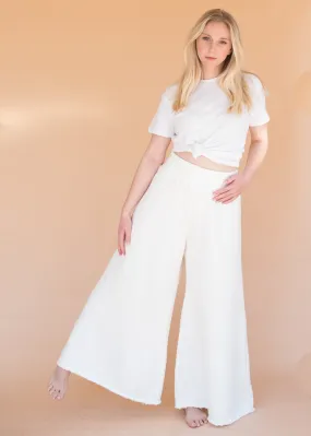 Women’s High-Waisted Ivory Wide Leg Sweatpants